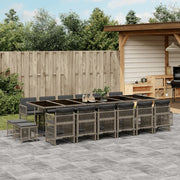 Tuinset 17-delig poly rattan grijs met kussens
