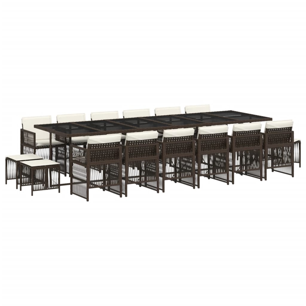 17-delige Tuinset met kussens poly rattan bruin
