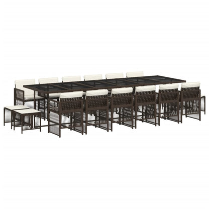 17-delige Tuinset met kussens poly rattan bruin