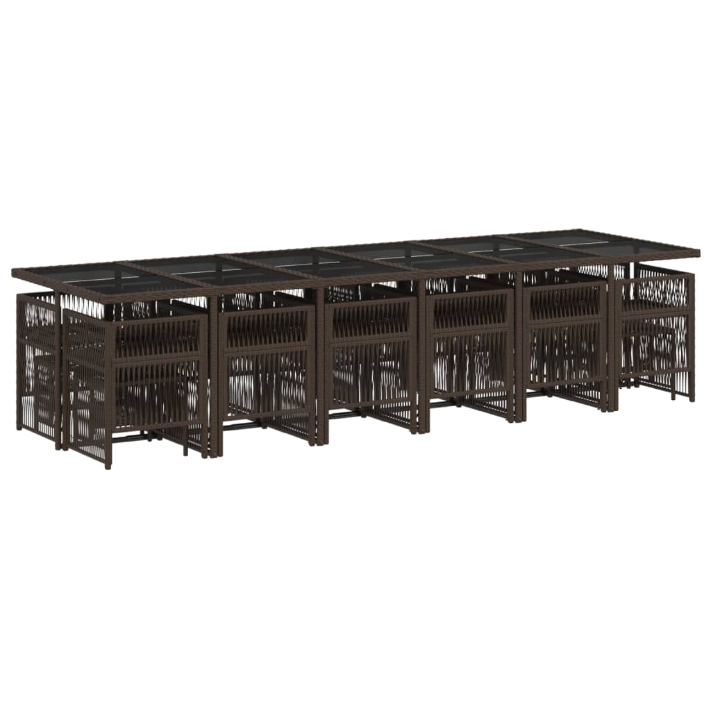 17-delige Tuinset met kussens poly rattan bruin