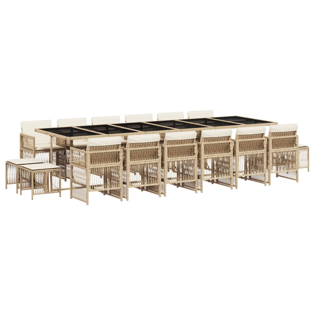 17-delige Tuinset met kussens poly rattan beige