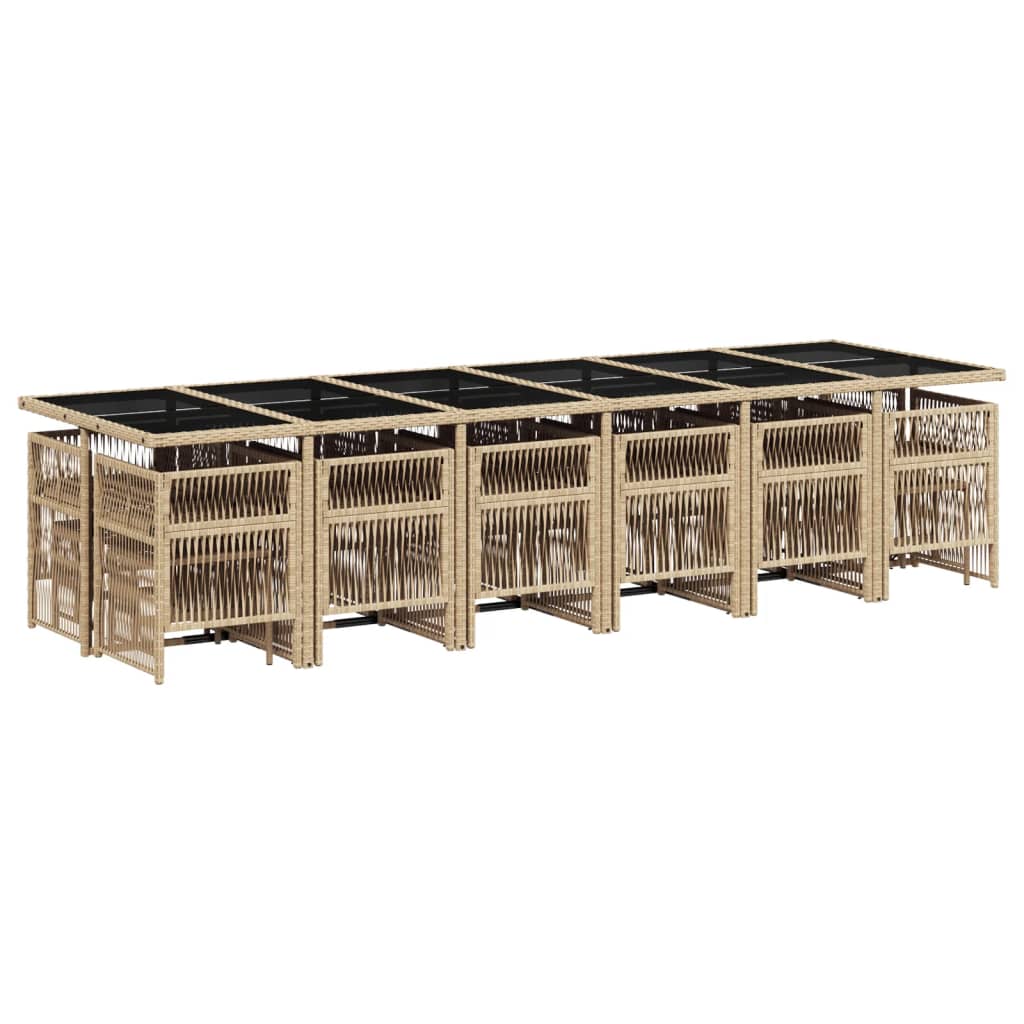 17-delige Tuinset met kussens poly rattan beige