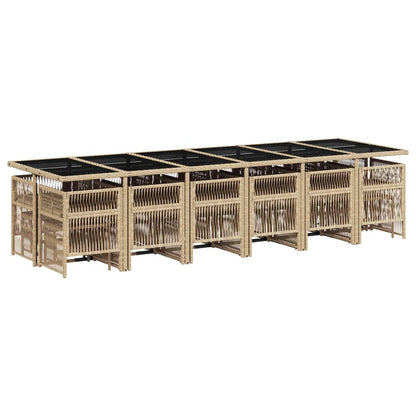 17-delige Tuinset met kussens poly rattan beige