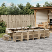 Tuinset 17-delig poly rattan beige met kussens