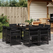Tuinset 9-delig poly rattan zwart
