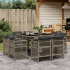 Tuinset 9-delig poly rattan grijs