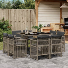 9-delige Tuinset met kussens poly rattan grijs