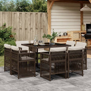 Tuinset 9-delig poly rattan bruin