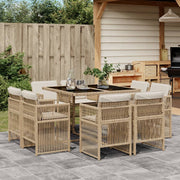 Tuinset 9-delig poly rattan beige