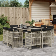 Tuinset 9-delig poly rattan lichtgrijs met kussens