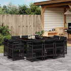 11-piece Garden Set with Cushions, Poly Rattan Black