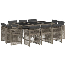 11-delige Tuinset met kussens poly rattan grijs