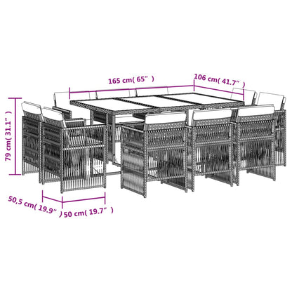 11-delige Tuinset met kussens poly rattan beige