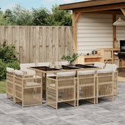 Tuinset poly rattan 11-delig beige met kussens