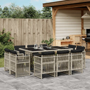 11-Piece Garden Dining Set with Cushions Poly Rattan Light Grey