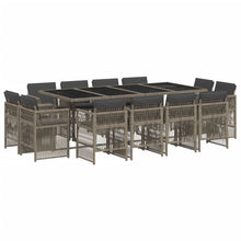 13-delige Tuinset met kussens poly rattan grijs
