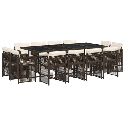 13-delige Tuinset met kussens poly rattan bruin