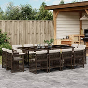 Tuinset 13-delig poly rattan bruin met kussens