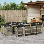 Tuinset 13-delig poly rattan lichtgrijs met kussens