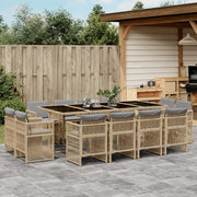 Tuinset 13-delig poly rattan gemengd beige met kussens