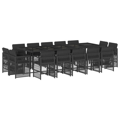 15-delige Tuinset met kussens poly rattan zwart