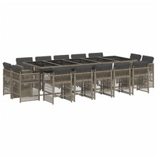 15-delige Tuinset met kussens poly rattan grijs