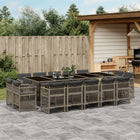 Tuinset 15-delig poly rattan grijs
