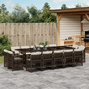 15-piece Garden Furniture Set with Cushions Poly Rattan Brown