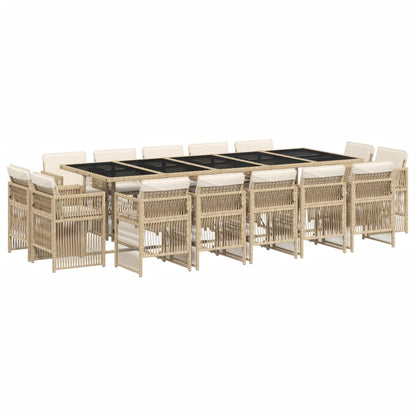 15-delige Tuinset met kussens poly rattan beige