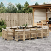 Tuinset 15-delig poly rattan beige met kussens
