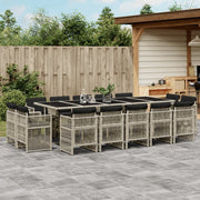 15-piece Garden Lounge Set with Cushions Poly Rattan Light Grey