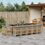 15-Piece Garden Furniture Set with Cushions Poly Rattan Mixed Beige