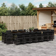 Tuinset 17-delig poly rattan zwart met kussens