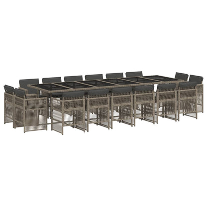 17-delige Tuinset met kussens poly rattan grijs