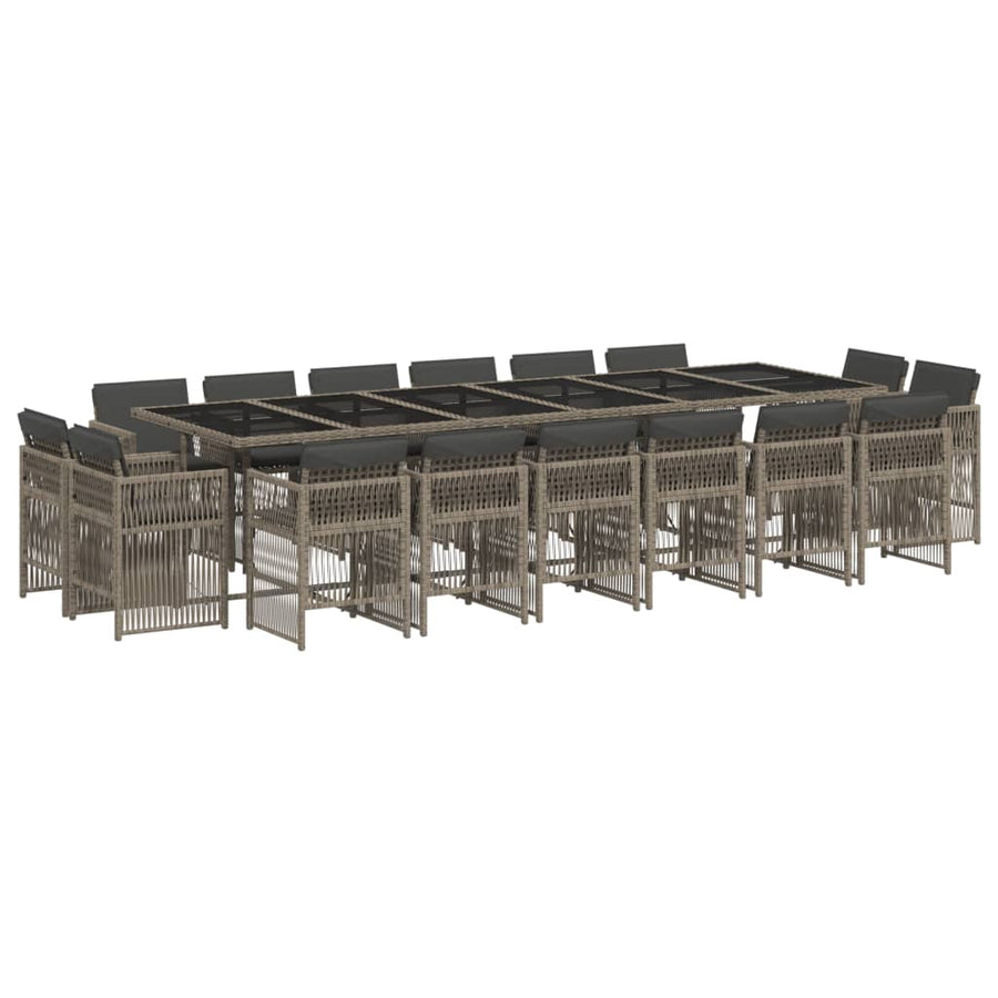 17-delige Tuinset met kussens poly rattan grijs