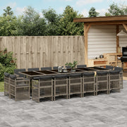Tuinset 17-delig poly rattan grijs