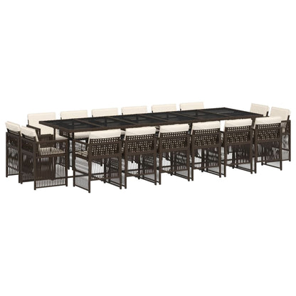 17-delige Tuinset met kussens poly rattan bruin