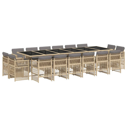 17-delige Tuinset met kussens poly rattan gemengd beige