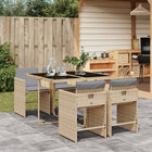 5-piece Garden Set with Cushions Poly Rattan Mixed Beige