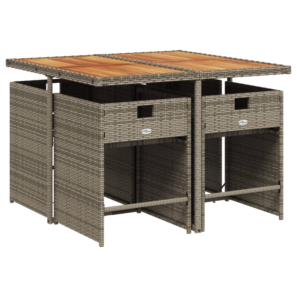 5-delige Tuinset met kussens poly rattan grijs