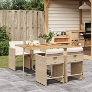 Tuinset 5-delig poly rattan beige met kussens