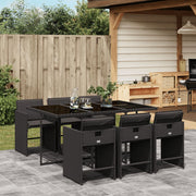 Tuinset 7-delig poly rattan zwart met kussens