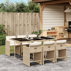 7-delige Tuinset met kussens poly rattan beige