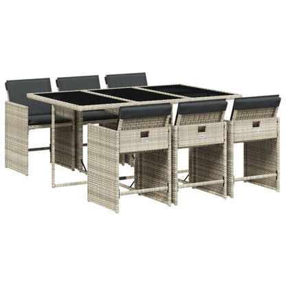 -Delige Tuinset Met Kussens Poly Rattan Grijs Lichtgrijs Glas 7