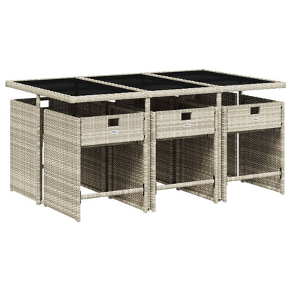 -Delige Tuinset Met Kussens Poly Rattan Grijs Lichtgrijs Glas 7