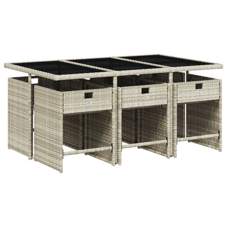 -Delige Tuinset Met Kussens Poly Rattan Grijs Lichtgrijs Glas 7