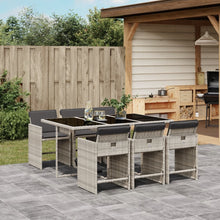 -Delige Tuinset Met Kussens Poly Rattan Grijs Lichtgrijs Glas 7