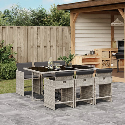 -Delige Tuinset Met Kussens Poly Rattan Grijs Lichtgrijs Glas 7