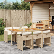 Tuinset 7-delig poly rattan beige met kussens