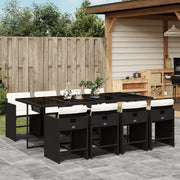 Tuinset poly rattan 9-delig zwart